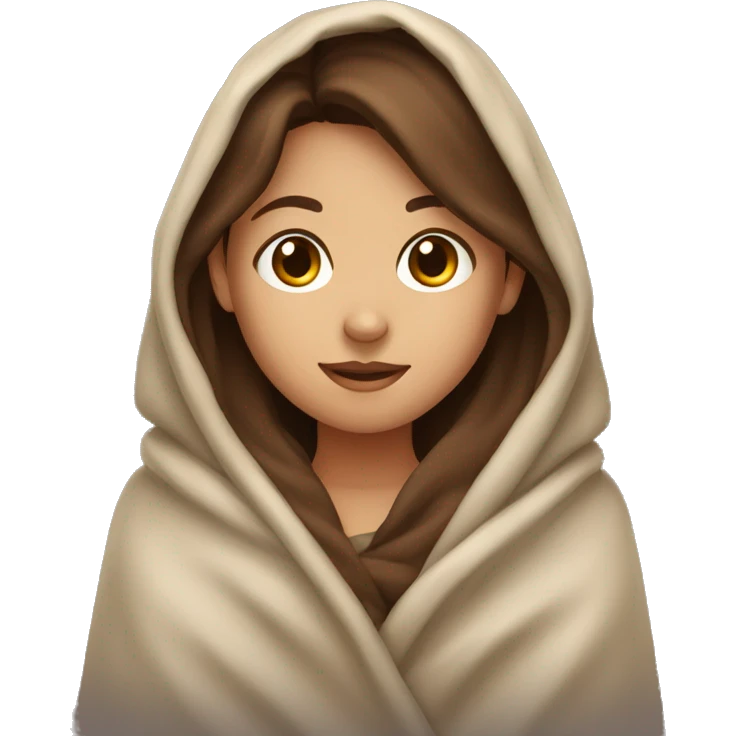girl with brown hair in a blanket emoji