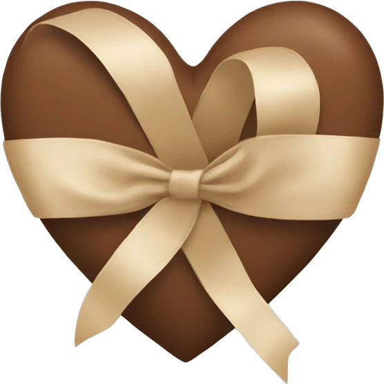 brown heart with beige ribbon emoji