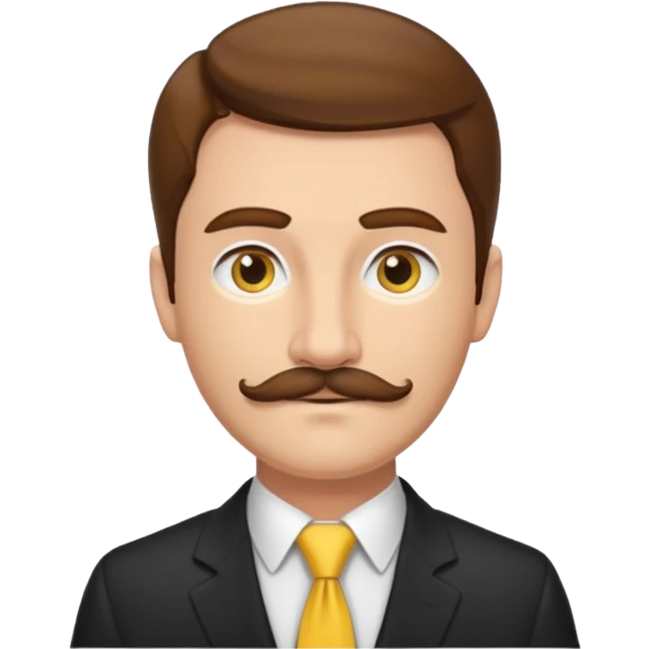 ["Fair-skinned man with brown hair and thin moustache, wearing a suit and yellow tie."] emoji