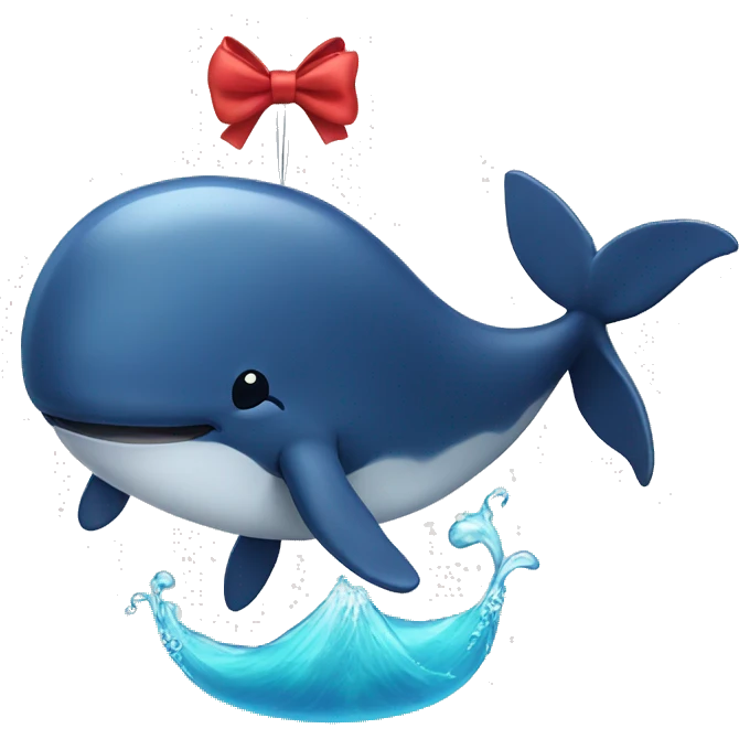 Whale with a bow emoji