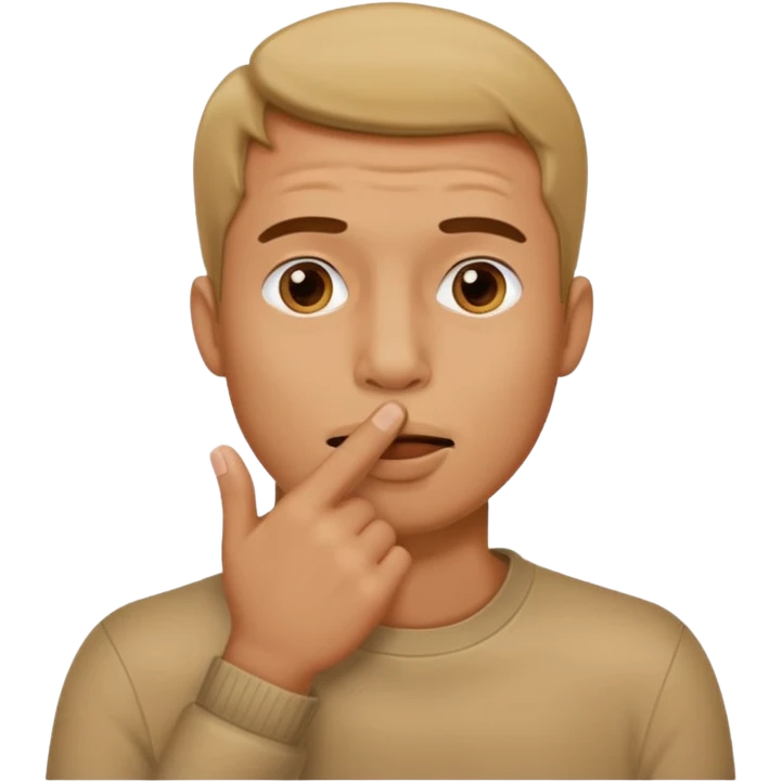 man showing shh to be quiet covering his mouth with finger emoji