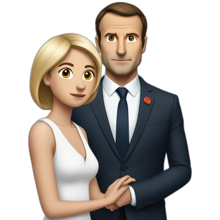 Macron torse nu avec sa tête et sa femme qui le regarde emoji