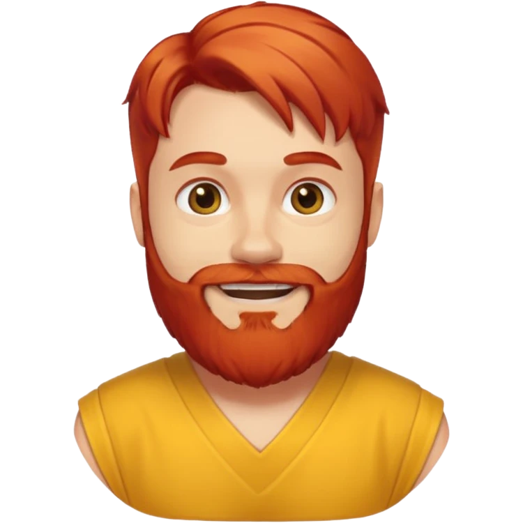red hair, white bearded man angel yello dress emoji