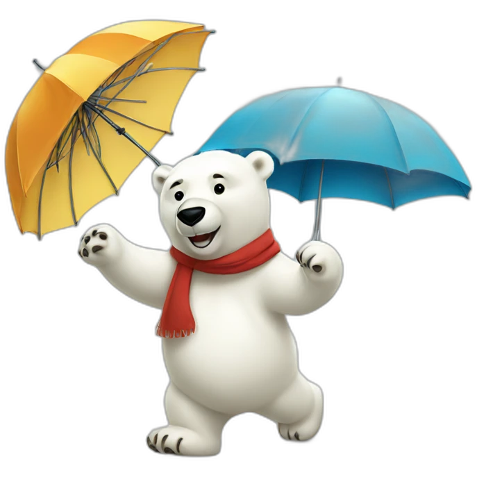 polar bear dancing with an umbrella emoji