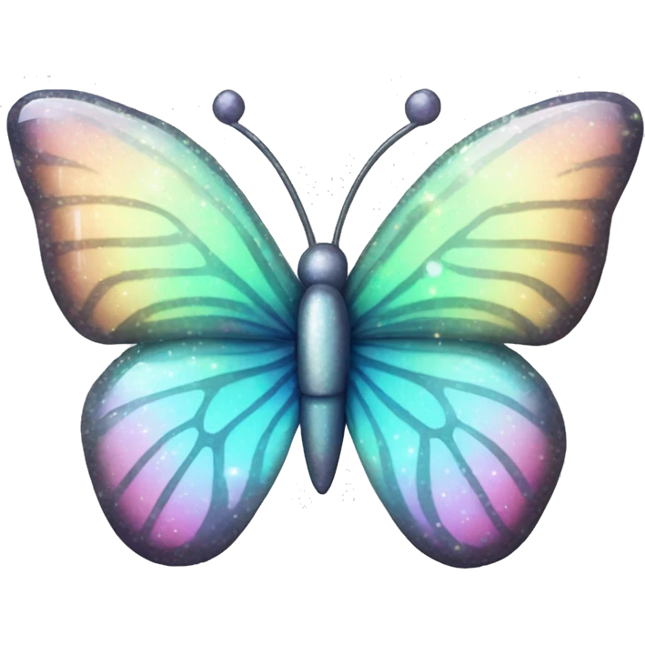 Pastel sparkly glittery iridescent glass crystal butterfly emoji