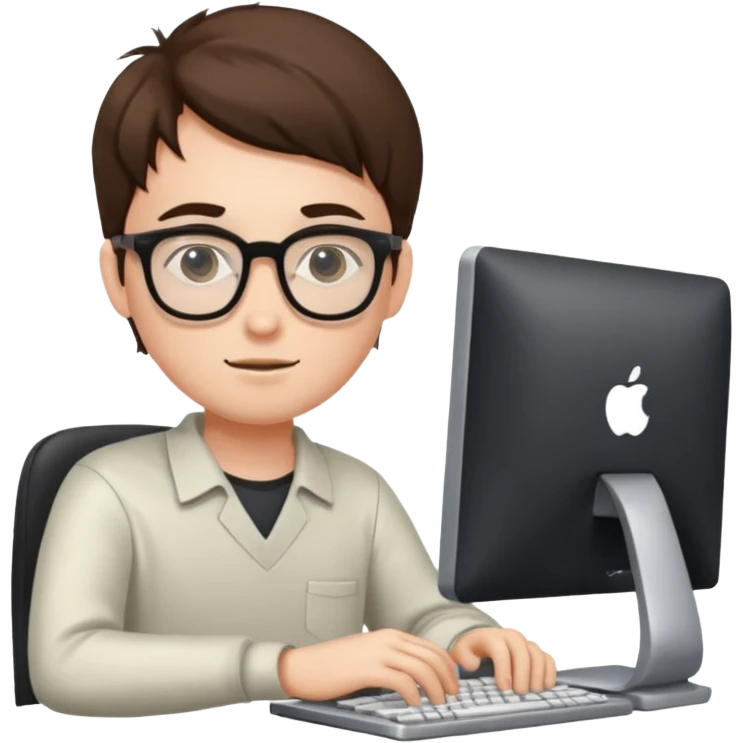 young programmer sitting at a computer emoji