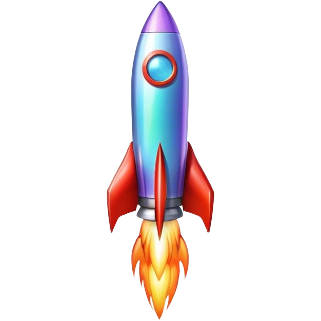 Holographic and glass rocket emoji