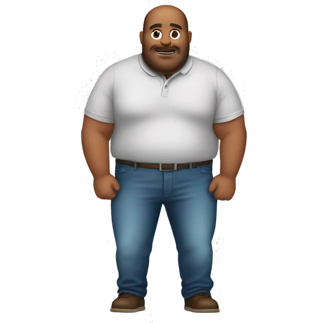 Un homme debout aubaisser avec gros ventre 200kg emoji