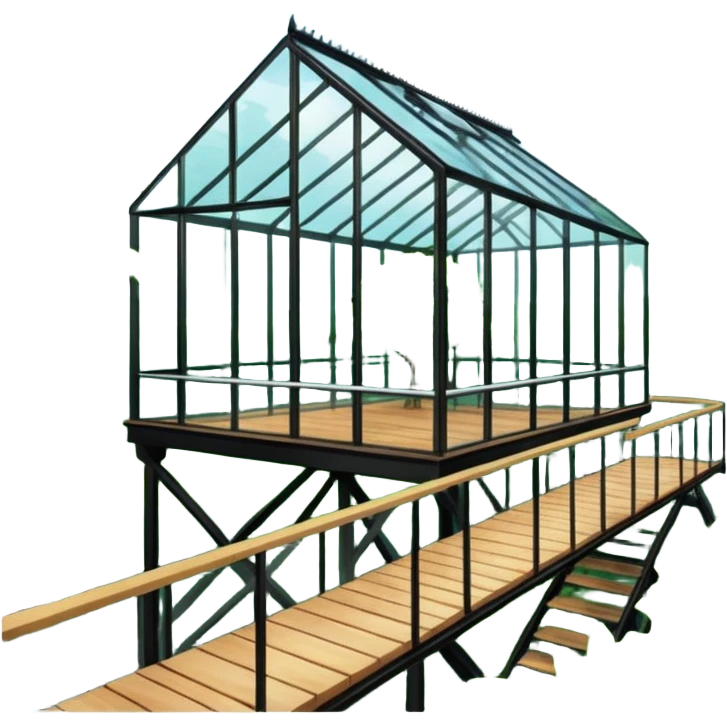 a big glasshouse and a treetop walkway. emoji