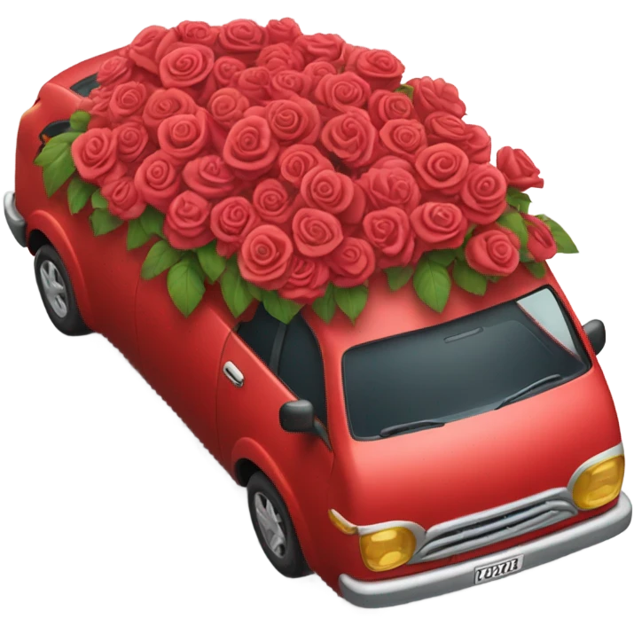 red car in the trunk many roses emoji