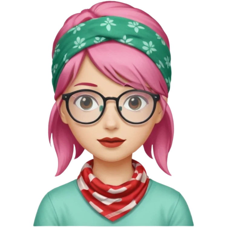 girl with peppermint hair and bandana and glassess emoji