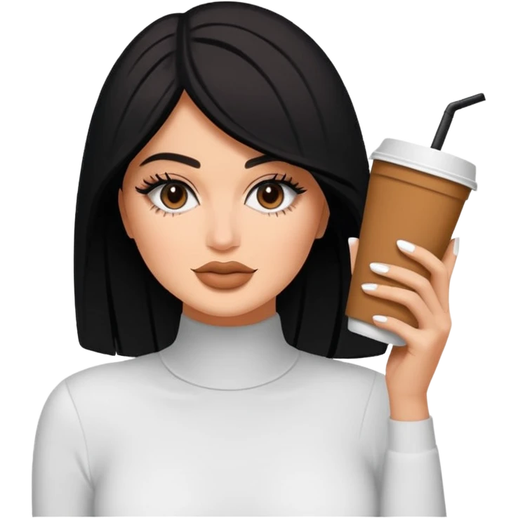 Kyile Jenner beyaz tenli ve düz baddy uzun saç ve dalgalı saçlar emoji