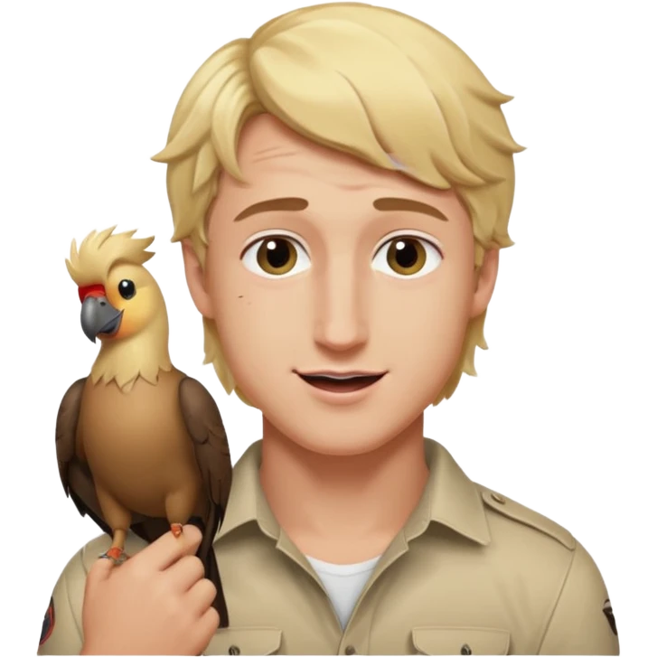 Logan Paul emoji, holding a Maverick bird, winking, blonde hair emoji