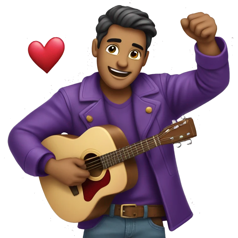 Hombre feliz abrazando corazon morado emoji