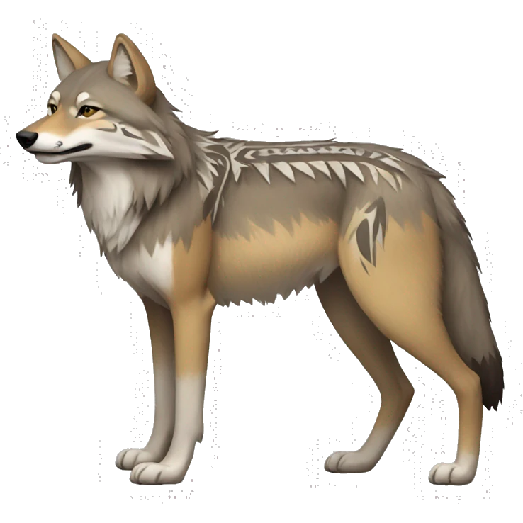 Coywolf With Tribal Markings Full Body emoji