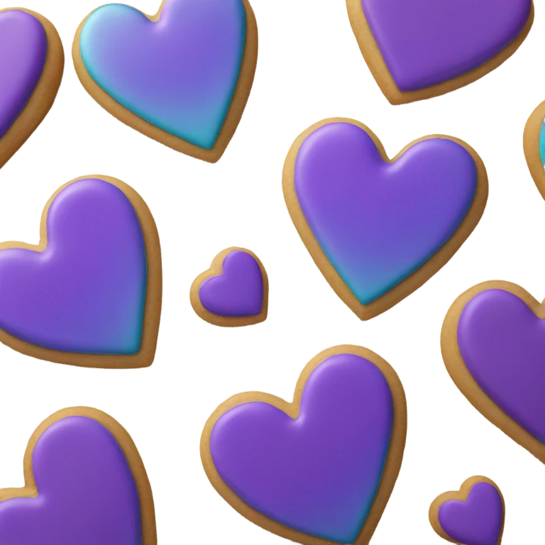 Purple teal heart cookie emoji