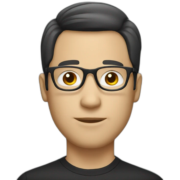 white guy with black bob hairstyle and glasses with black frame emoji