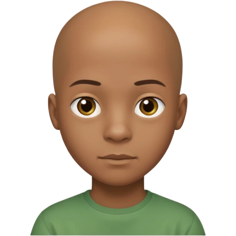 14-year-old bald African-European mixed boy wearing green shirt emoji