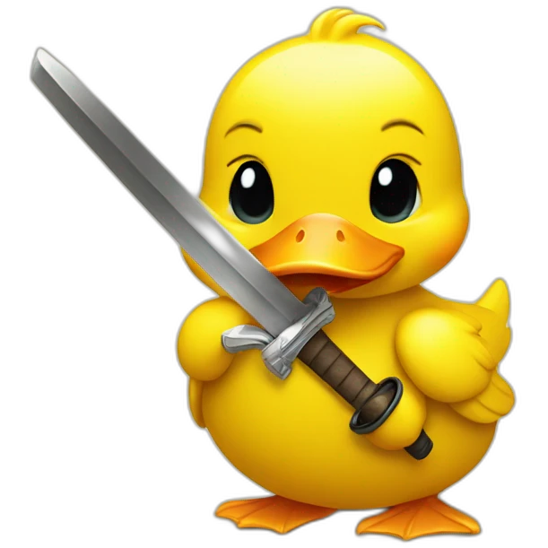 A yellow duck with a katana emoji