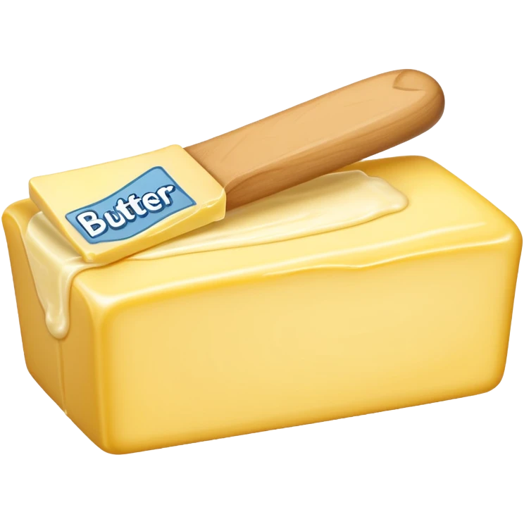 Create an image with butter and text in front that says butter  emoji