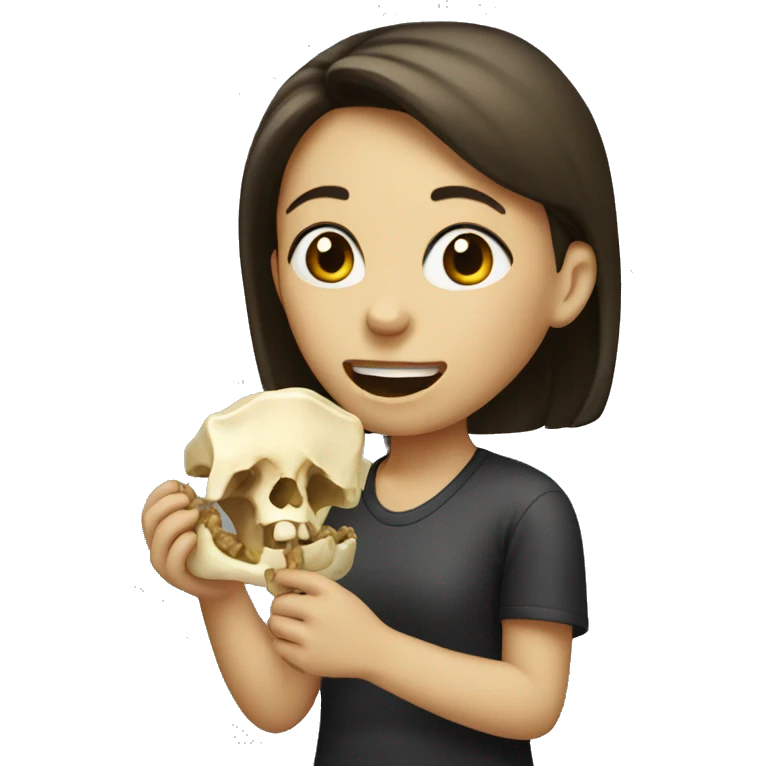 Girl eating a bone emoji