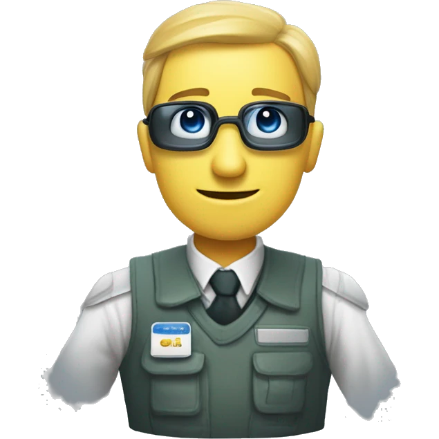 Стикер Веселый робот в синих тонах. Слово "РобоCode" emoji