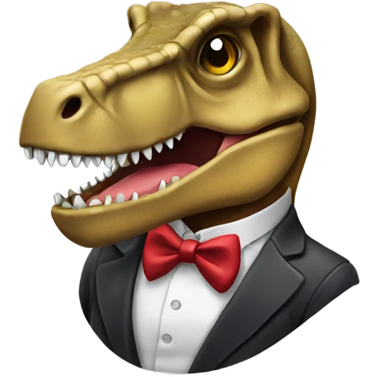 T-rex with bowtie cartoon emoji