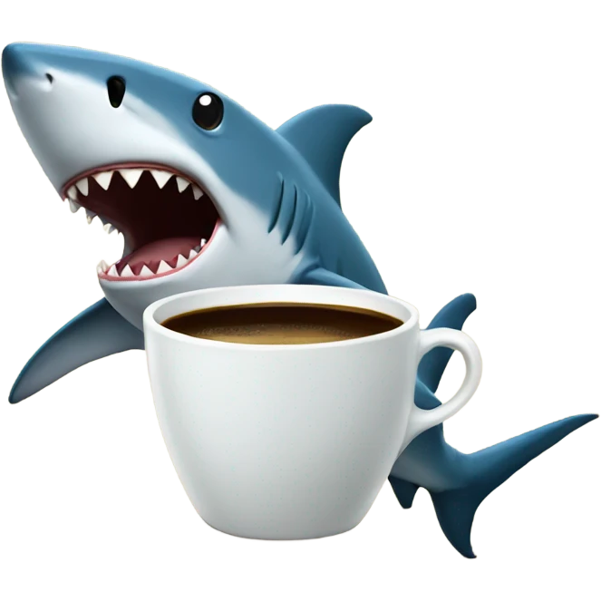 shark drinking coffee emoji