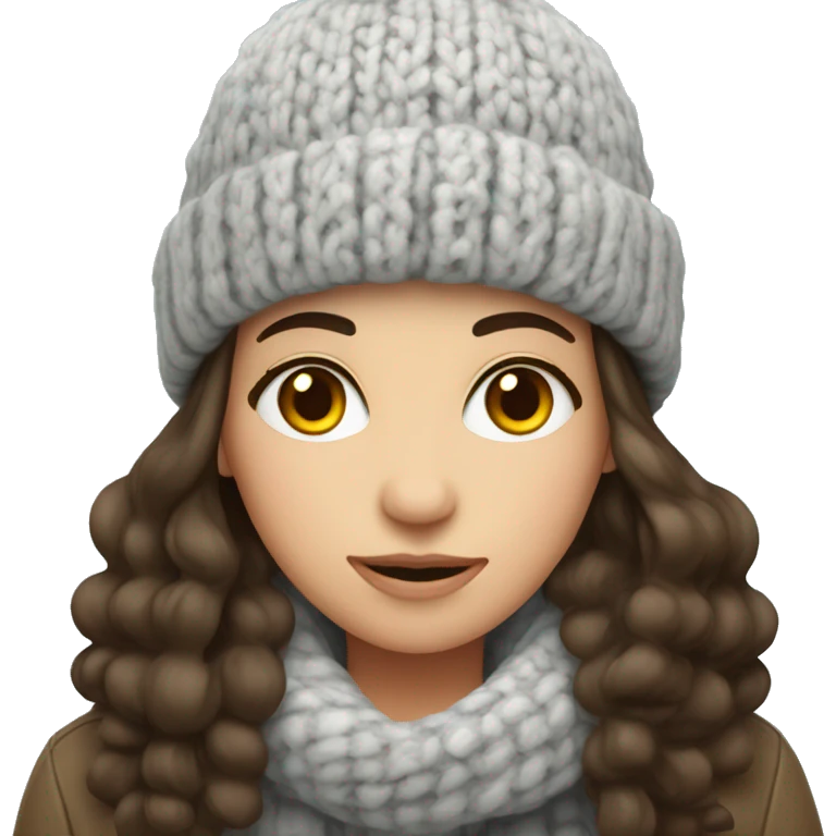 brunette girl in the cold with a woolly hat emoji