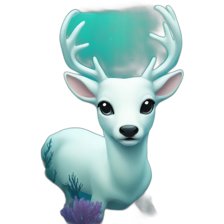white deer swimming under the sea emoji