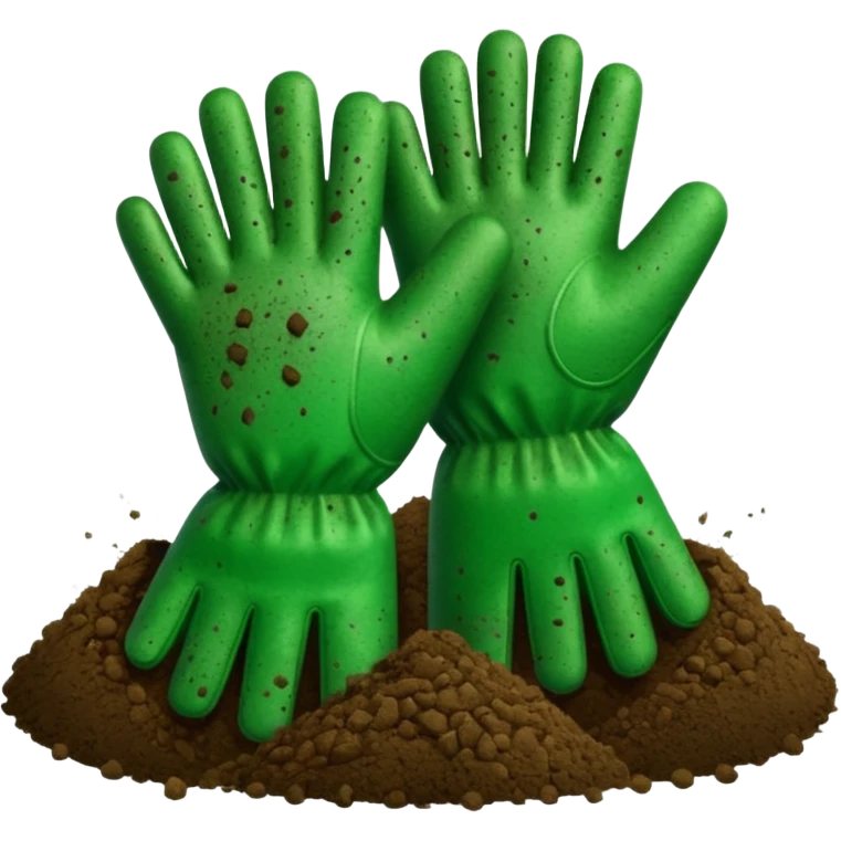 green gloves gardening with dirt emoji