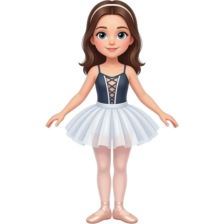 Ich möchte ein Mädchen circa 13 jahre alt ist. Sie hat 🩰 an. Man soll den kompletten Körper sehen. emoji