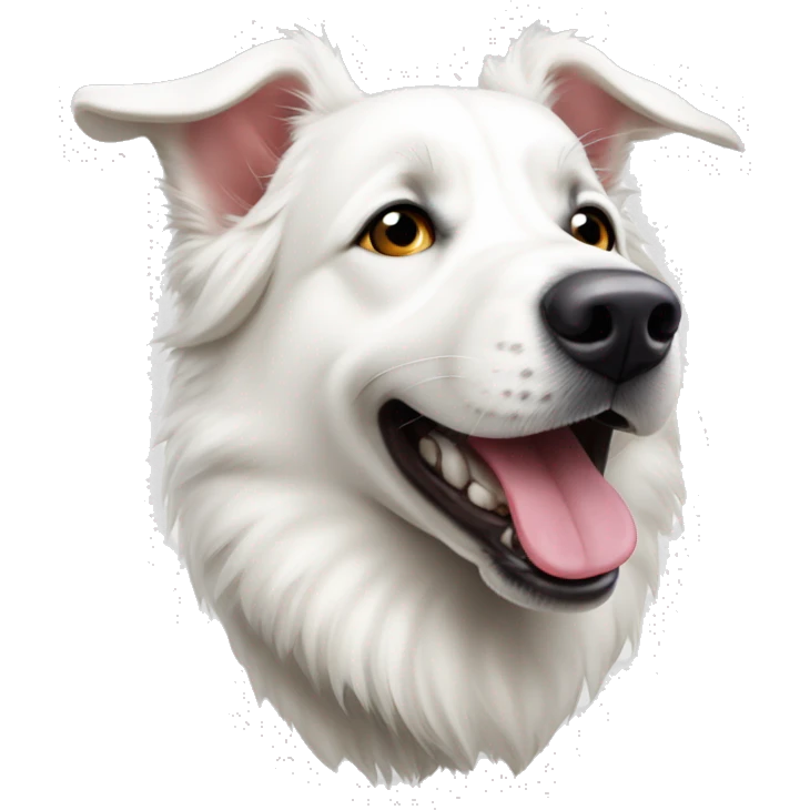 white swiss shepherd dog open mouth tongue hanging out emoji