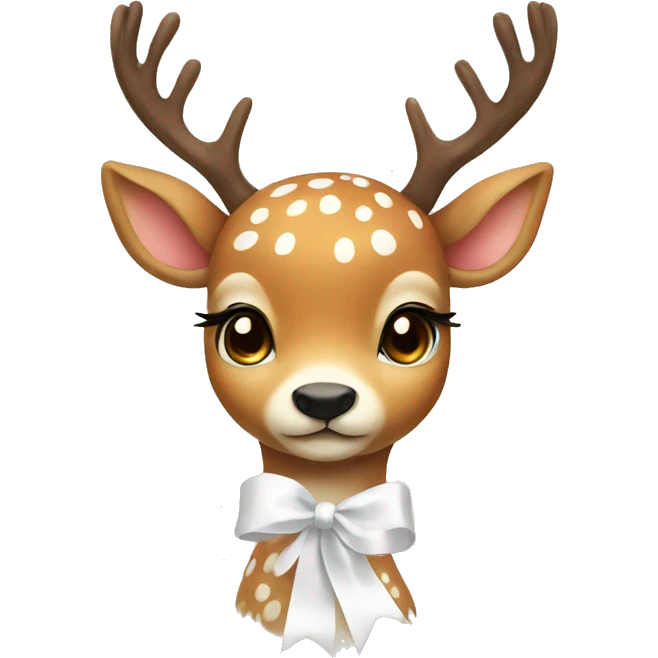 cute deer with white ribbon emoji