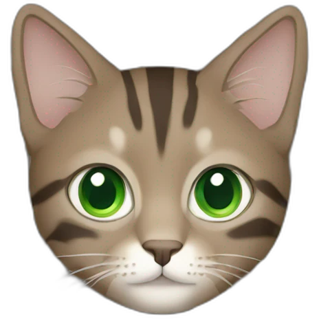 Brown Grey stripes cat with Green eyes emoji