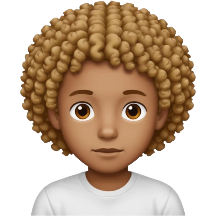 a black boy with a curly hair and a white t shirt  emoji