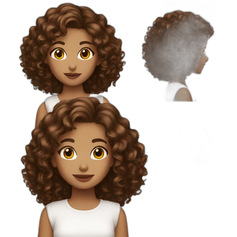 Girl brown hair curly summer shade emoji