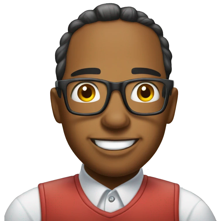 Dorky nerd wearing glasses working out of a warehouse while eating skittles emoji
