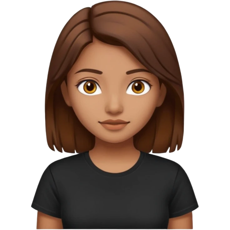 a pretty fair indian bratz girl with brown hair. with a black tshirt emoji