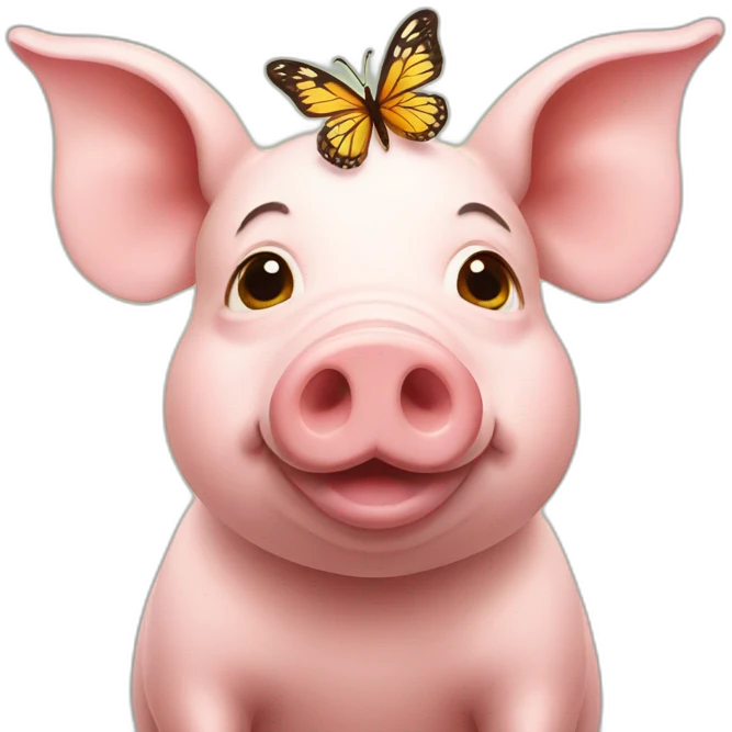 Pig with a little butterfly on his head emoji