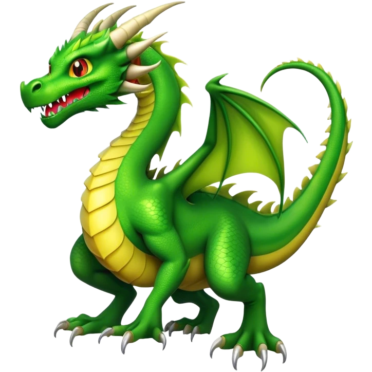 Green Dragon flying down from above with his claws extended. No ar emoji