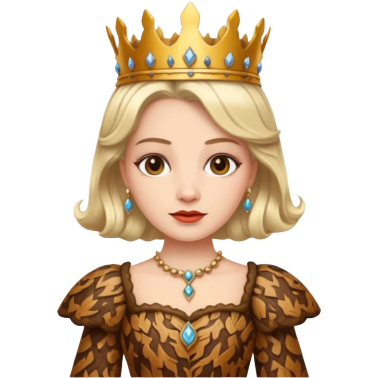 Queen wearing a bark-patterned dress emoji