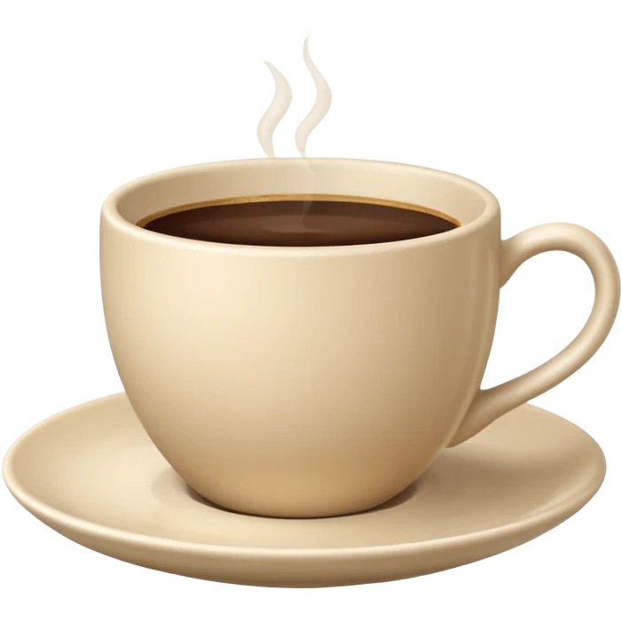 light beige minimalist coffee cup on saucer, strict look, Apple emoji style, no text emoji
