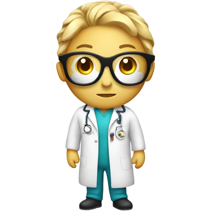 A body with a Softball head in a scientific lab coat emoji