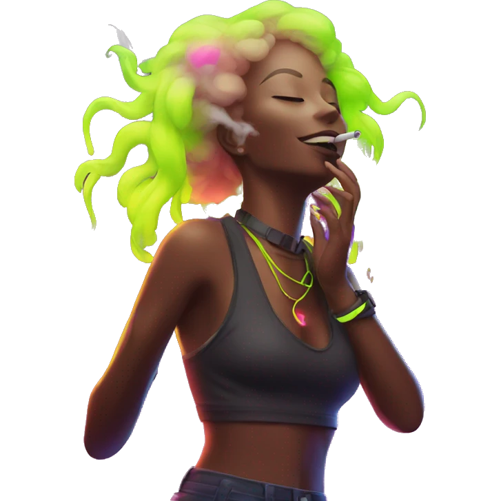Rave party dancing neon smoking emoji