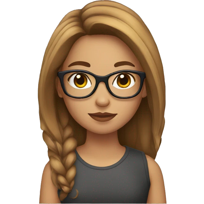 a girl with bronw hair a glases  emoji