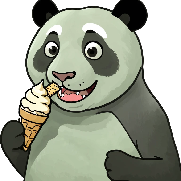 Panda eating ice cream emoji