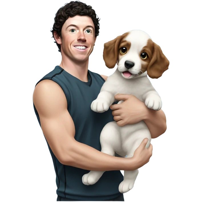 Rory Mcilroy holding a puppy emoji