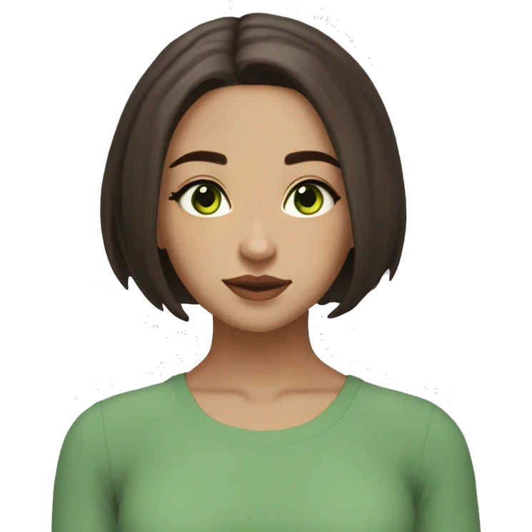 Girls brunettes short Bob hairstyles  light skin green eyes aesthetic yoga psychology clean girl  emoji
