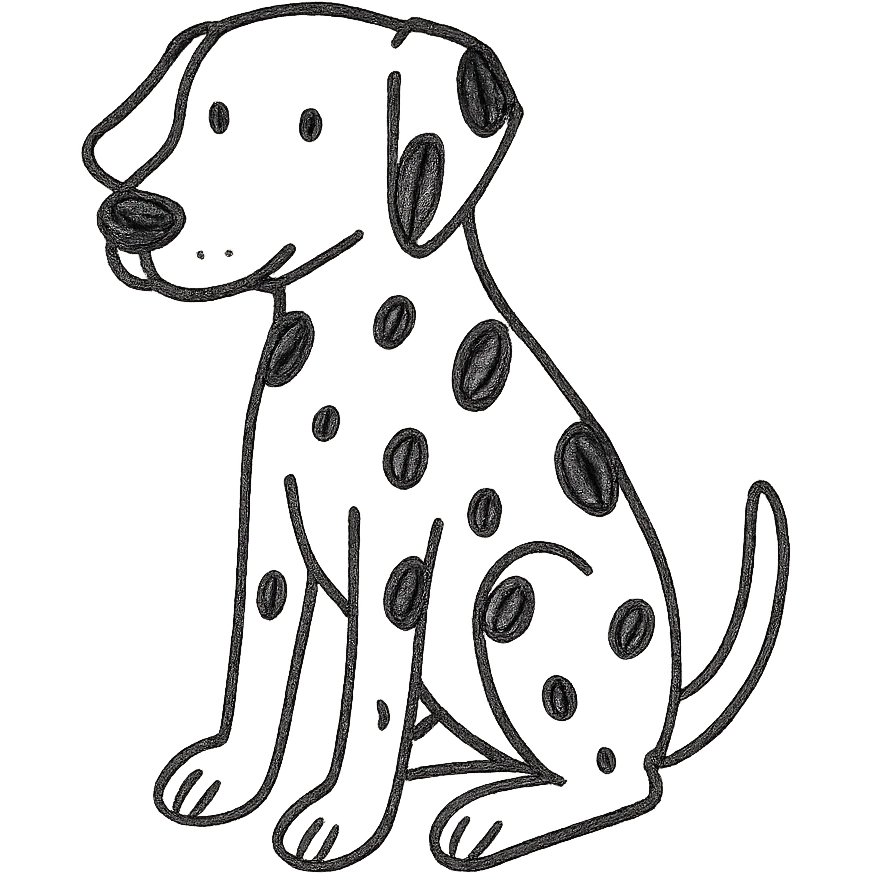 hand drawn outlined Dalmatian dog emoji
